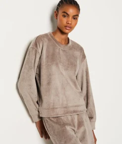 Etam Sweat de pyjama côtelé TAUPE Discount