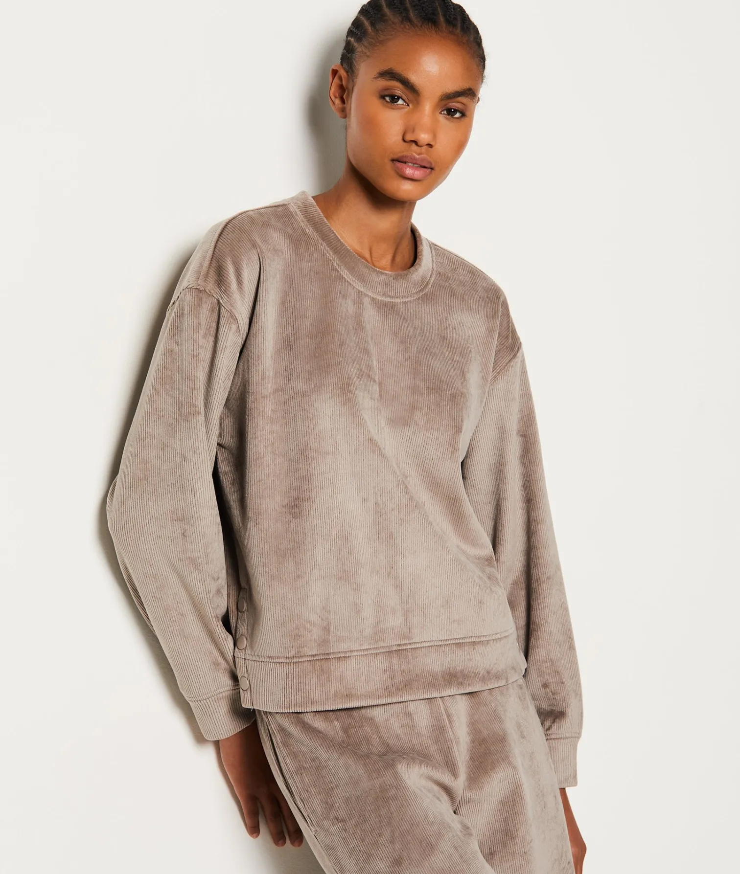 Etam Sweat de pyjama côtelé TAUPE Discount