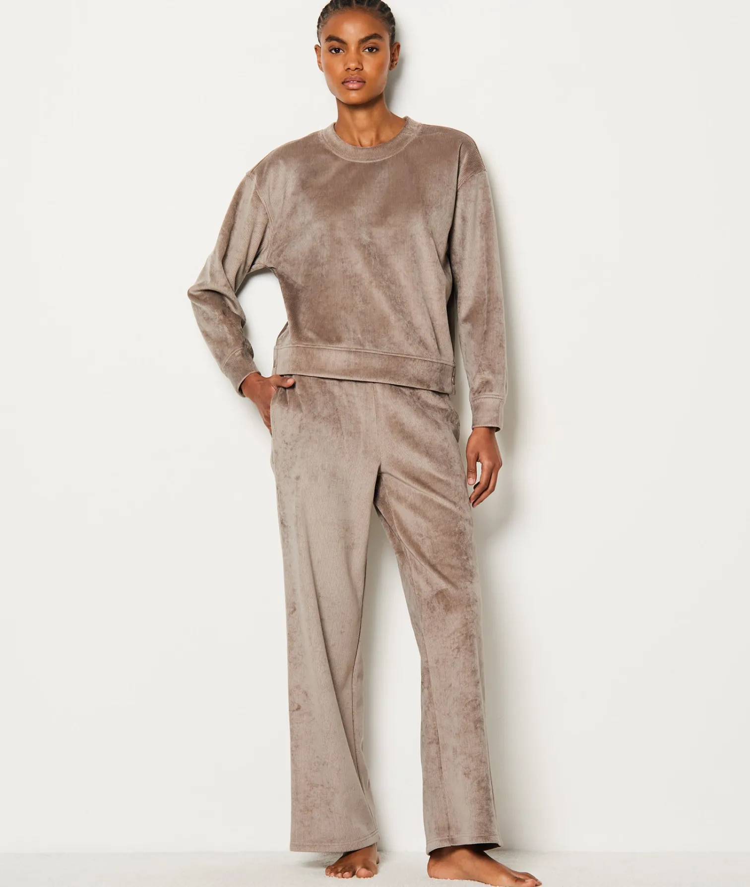 Etam Sweat de pyjama côtelé TAUPE Discount