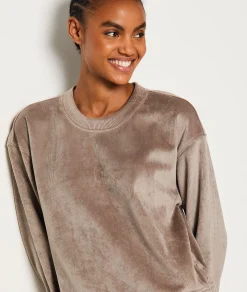 Etam Sweat de pyjama côtelé TAUPE Discount