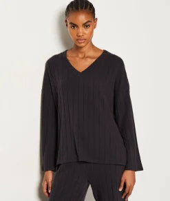Etam Sweat de pyjama côtelé NOIR Best Sale