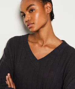 Etam Sweat de pyjama côtelé NOIR Best Sale
