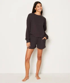Etam Sweat de pyjama gaufré NOIR Shop