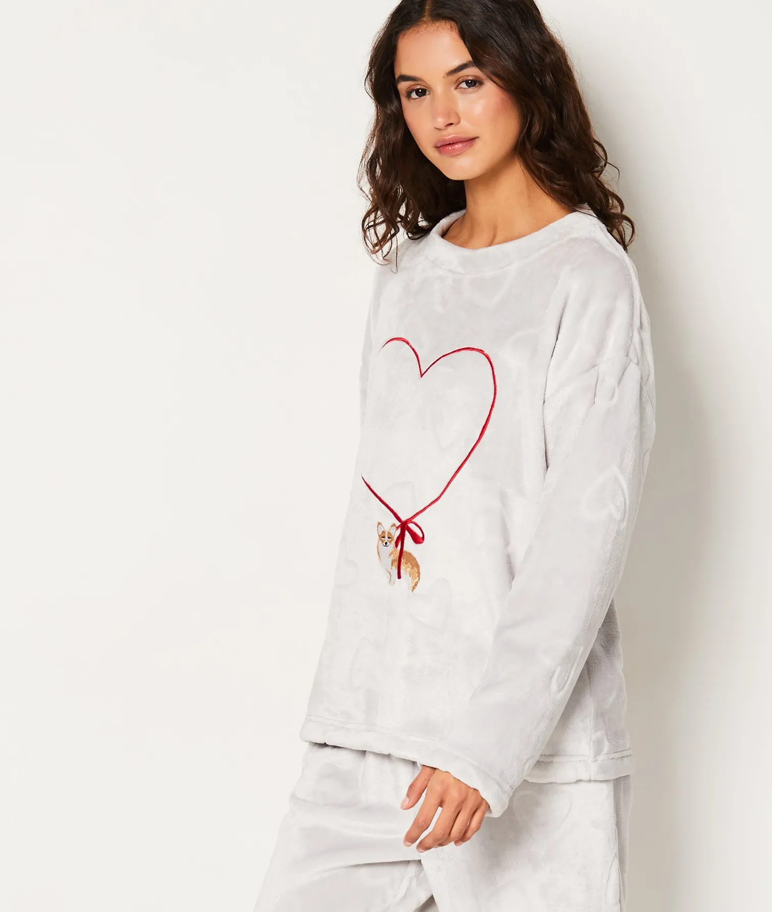 Etam Sweat de pyjama polaire à cœurs GRIS Store