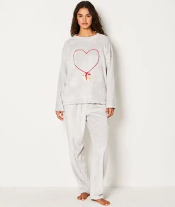 Etam Sweat de pyjama polaire à cœurs GRIS Store