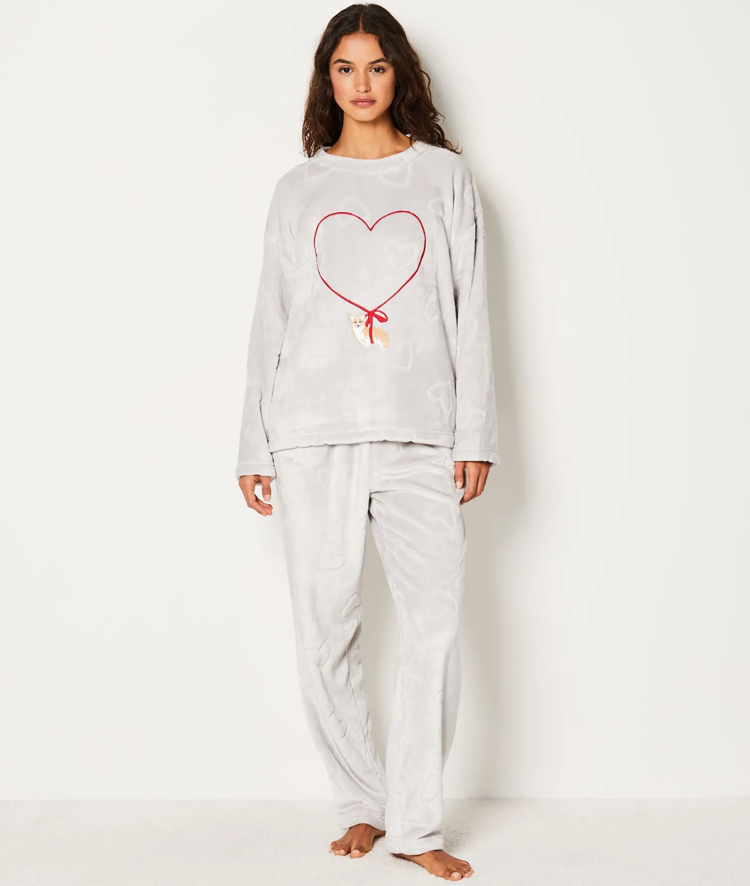 Etam Sweat de pyjama polaire à cœurs GRIS Store