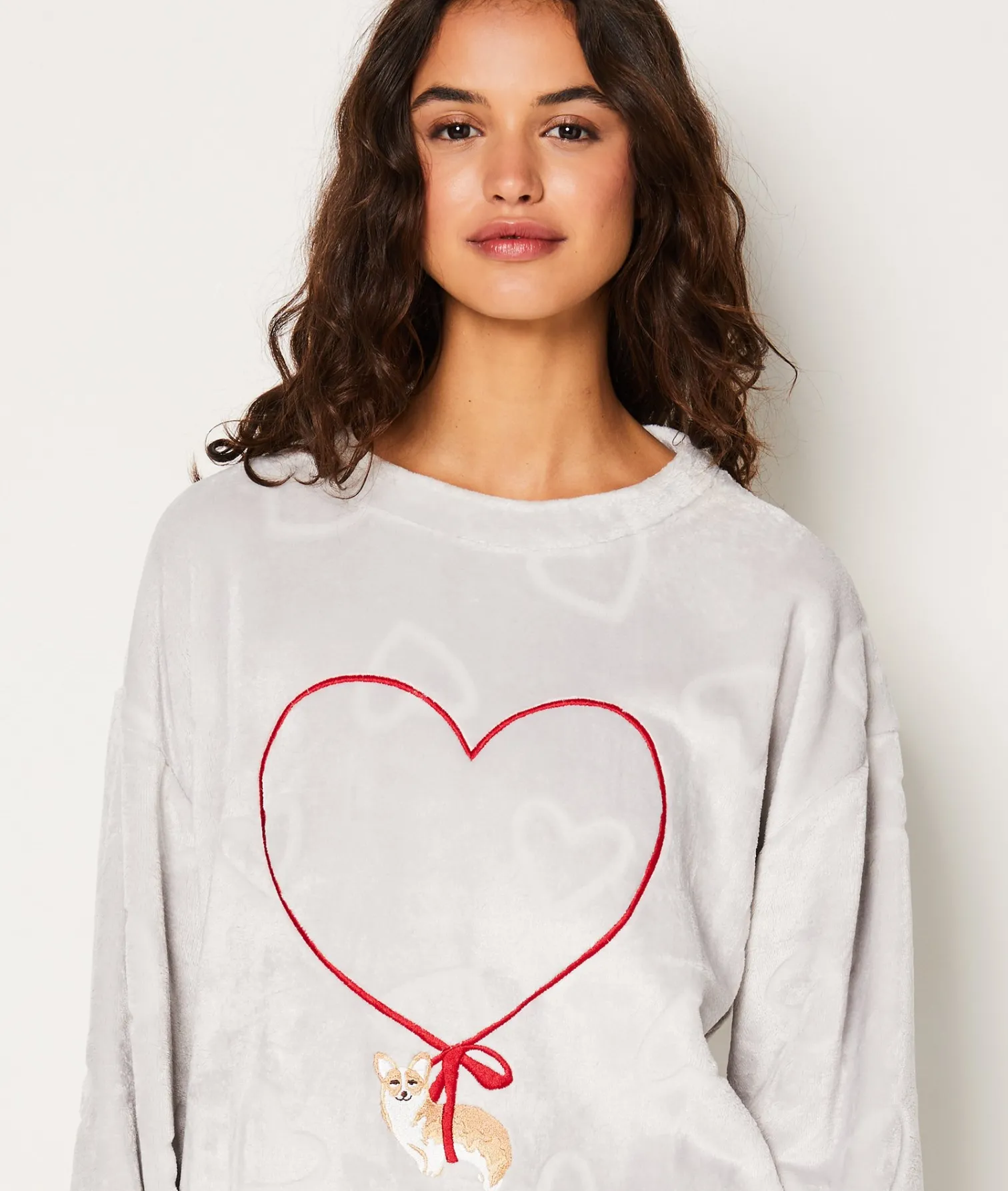 Etam Sweat de pyjama polaire à cœurs GRIS Store