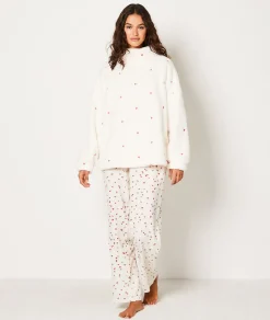 Etam Sweat de pyjama polaire à cœurs ECRU Flash Sale