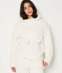 Etam Sweat de pyjama polaire à capuche ECRU Fashion