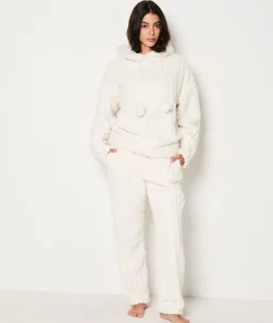 Etam Sweat de pyjama polaire à capuche ECRU Fashion