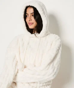 Etam Sweat de pyjama polaire à capuche ECRU Fashion
