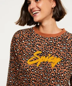 Etam Sweat imprimé "Spicy" en coton MARRON Flash Sale