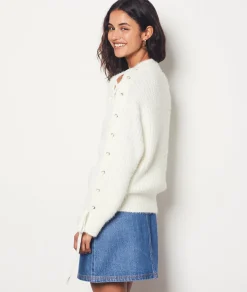 Etam Sweater with Lace-Up Sleeve Details ECRU Store