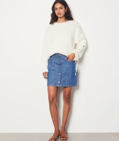 Etam Sweater with Lace-Up Sleeve Details ECRU Store