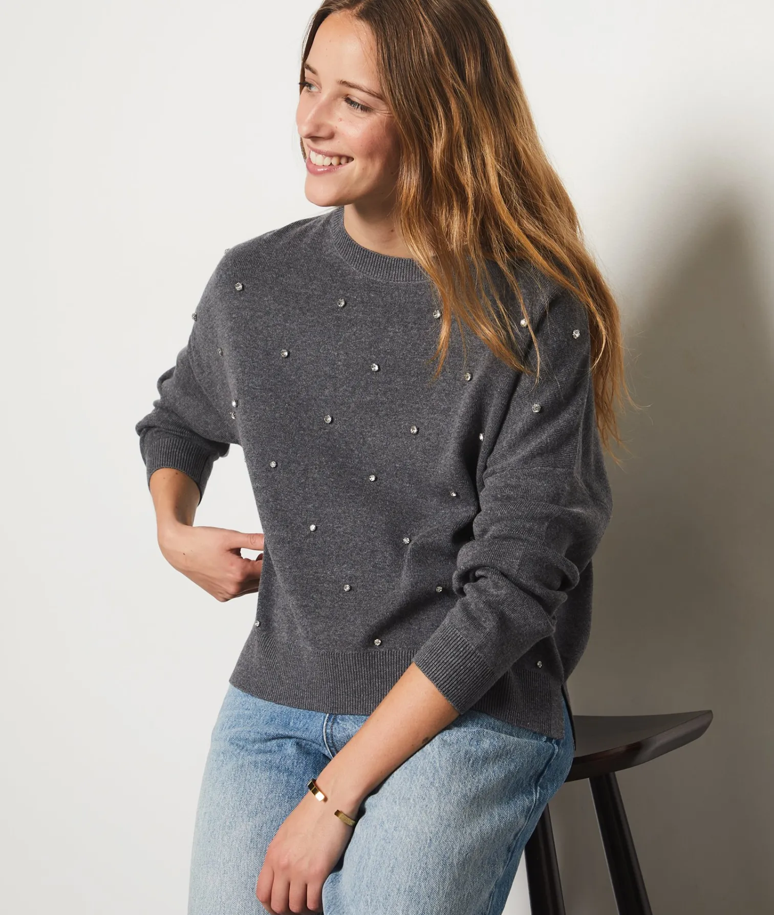 Etam Sweater with Rhinestones GREY Store