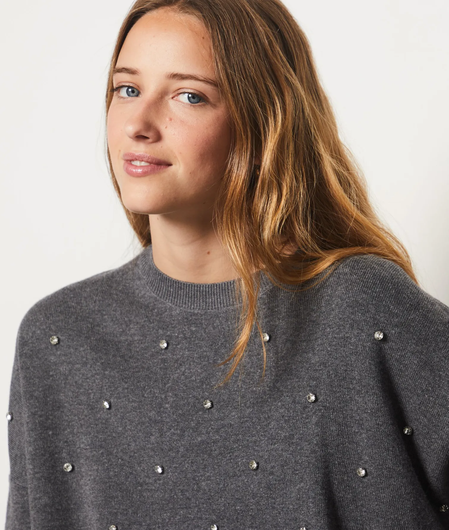 Etam Sweater with Rhinestones GREY Store