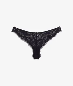 Etam Tanga en dentelle détails bijoux NOIR Clearance