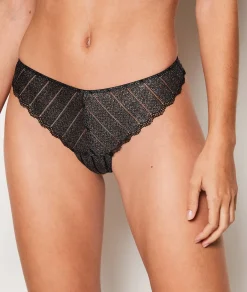 Etam Tanga en dentelle irisé NOIR New