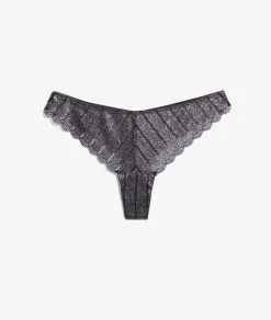 Etam Tanga en dentelle irisé NOIR New