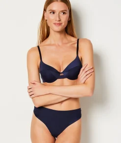 Etam Tanga en microfibre satiné BLEUNUIT Sale