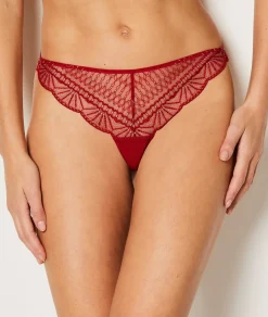 Etam Tanga en tulle brodé ROUGE Cheap