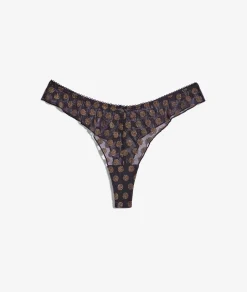 Etam Tanga en tulle plumetis irisé NOIR Hot