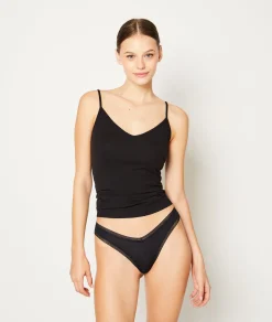 Etam Tanga V-shape en microfibre détails dentelle NOIR Clearance