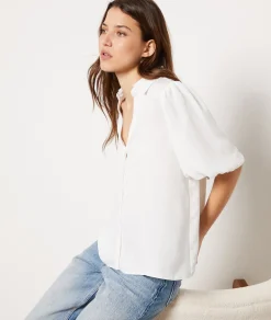Etam Textured Short-Sleeved Puff Shirt ECRU Best