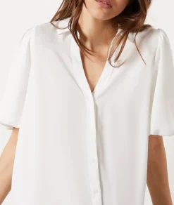 Etam Textured Short-Sleeved Puff Shirt ECRU Best