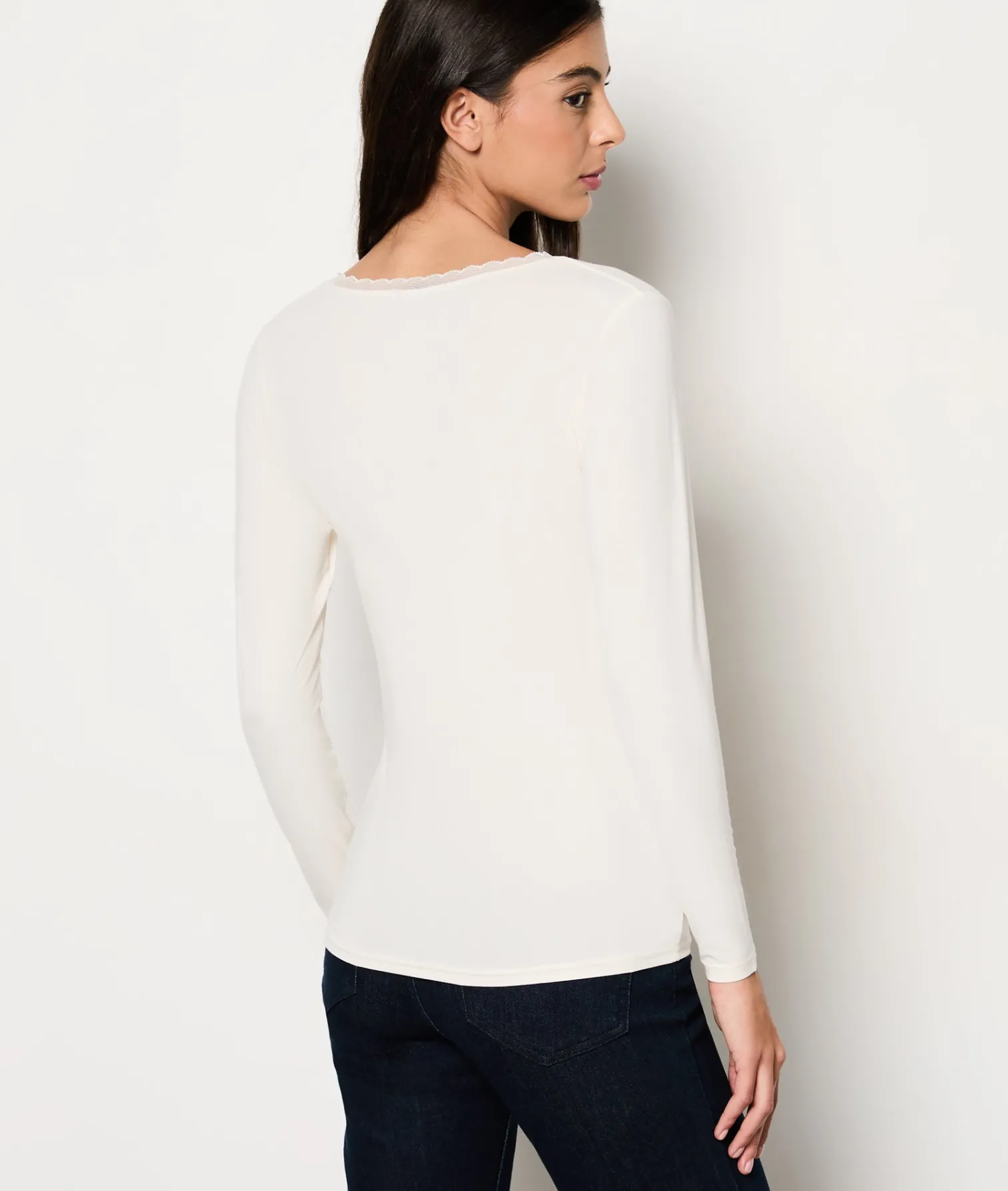 Etam Thermal knit Long-sleeved T-shirt ECRU New