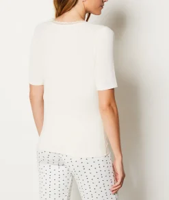 Etam Thermal Knit T-Shirt ECRU Cheap