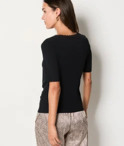 Etam Thermal knit T-shirt BLACK Discount