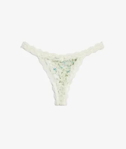 Etam Thong with Lace Trim EcruPrintedFabric Fashion
