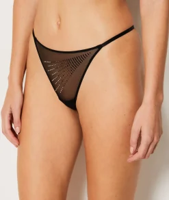 Etam Thong with Tulle and Rhinestones BLACK Clearance