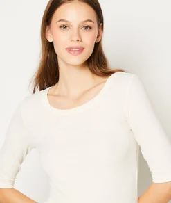 Etam Three-Quarter Sleeve Pyjama Top WHITE Flash Sale