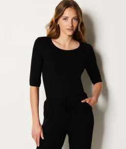 Etam Three-Quarter Sleeve Pyjama Top BLACK Hot