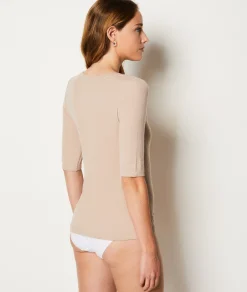 Etam Three-Quarter Sleeve Pyjama Top TAUPE Hot