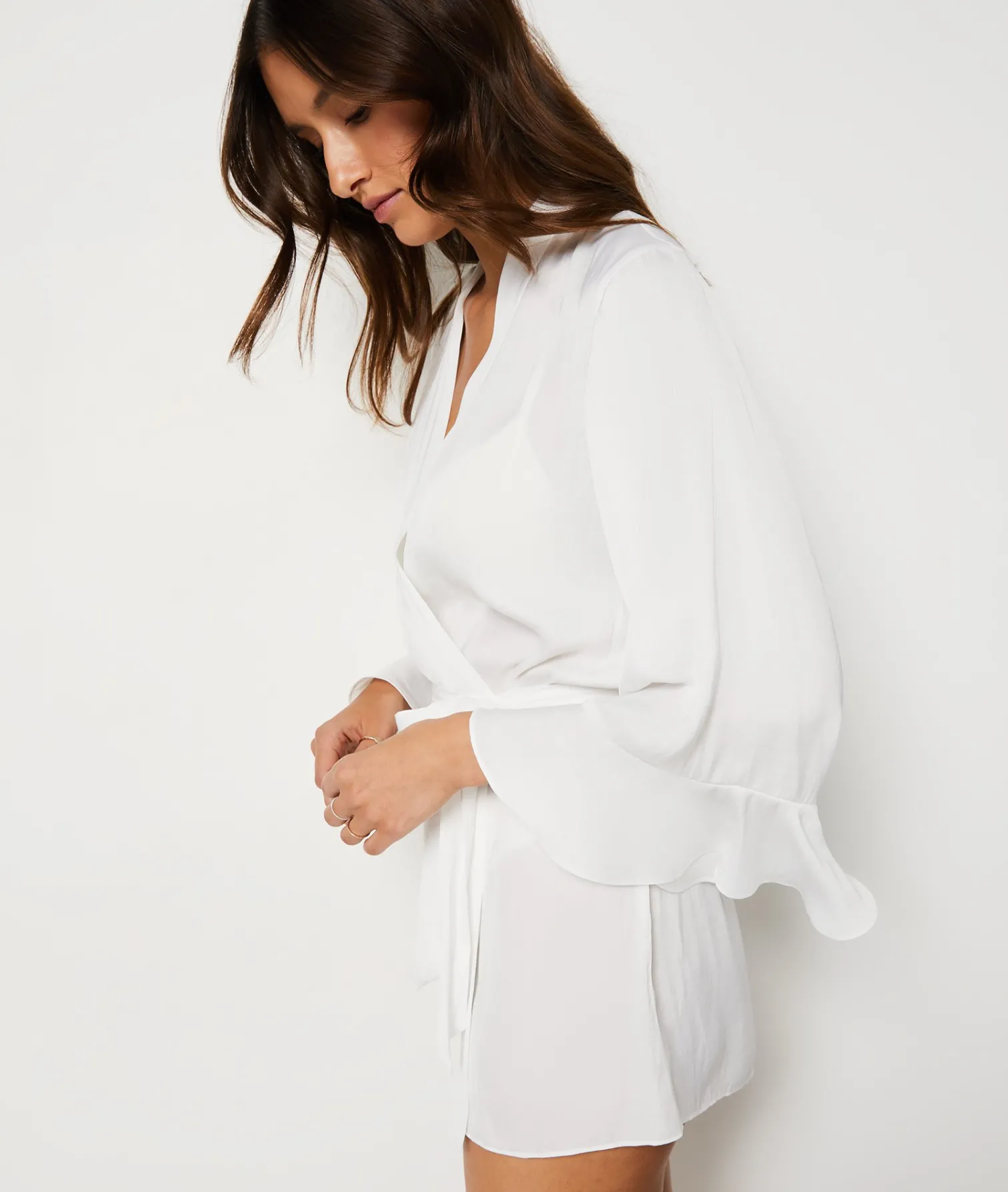 Etam Tie Belt Robe WHITE Outlet