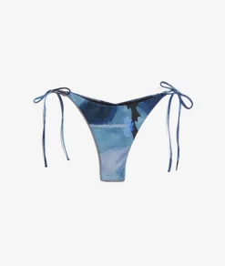 Etam Tie-side Brazilian Bikini Bottom with Sequins BLUE Clearance