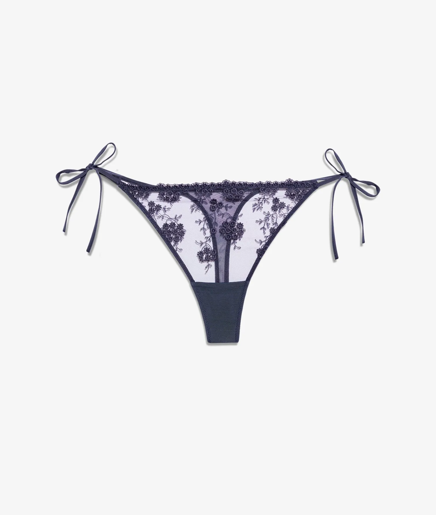 Etam Tie-up Thong in Tulle ANTHRACITE Flash Sale