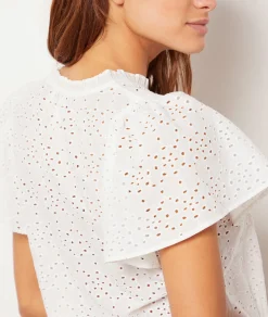 Etam Top manches courtes  broderie anglaise BLANC Store