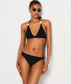Etam Triangle Beaded Detail Bikini Top BLACK Flash Sale