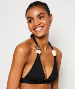 Etam Triangle Beaded Detail Bikini Top BLACK Flash Sale