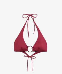 Etam Triangle Bikini Top with Jewellery Detail GARNETBURGUNDY Store