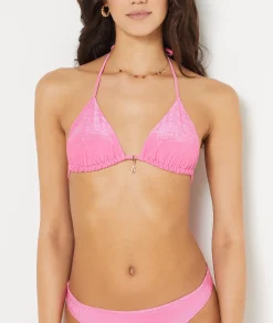 Etam Triangle Bikini Top with Sequins and Jewel Details CANDYPINK Flash Sale