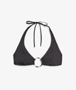 Etam Triangle Bikini Top with Ring Detail NOIR Clearance