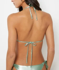 Etam Triangle Bikini Top with Mirror Effect KHAKI Store