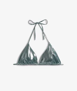 Etam Triangle Bikini Top with Mirror Effect KHAKI Store