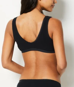 Etam Triangle Bralette in Cotton BLACK Store