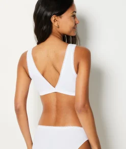 Etam Triangle Bralette in Cotton WHITE Sale
